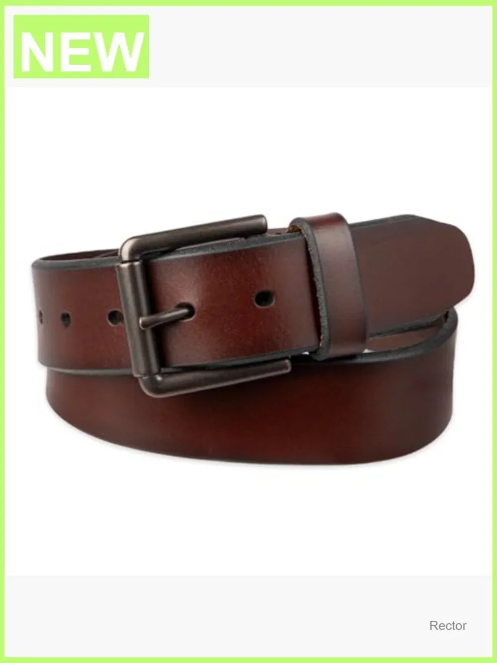 Men's Leather Casual Belt with Roller Buckle, 1.5
